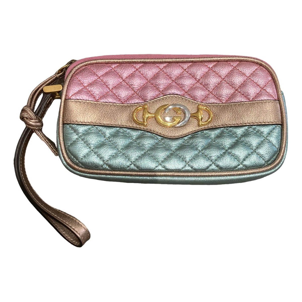 Laminated leather clutch bag