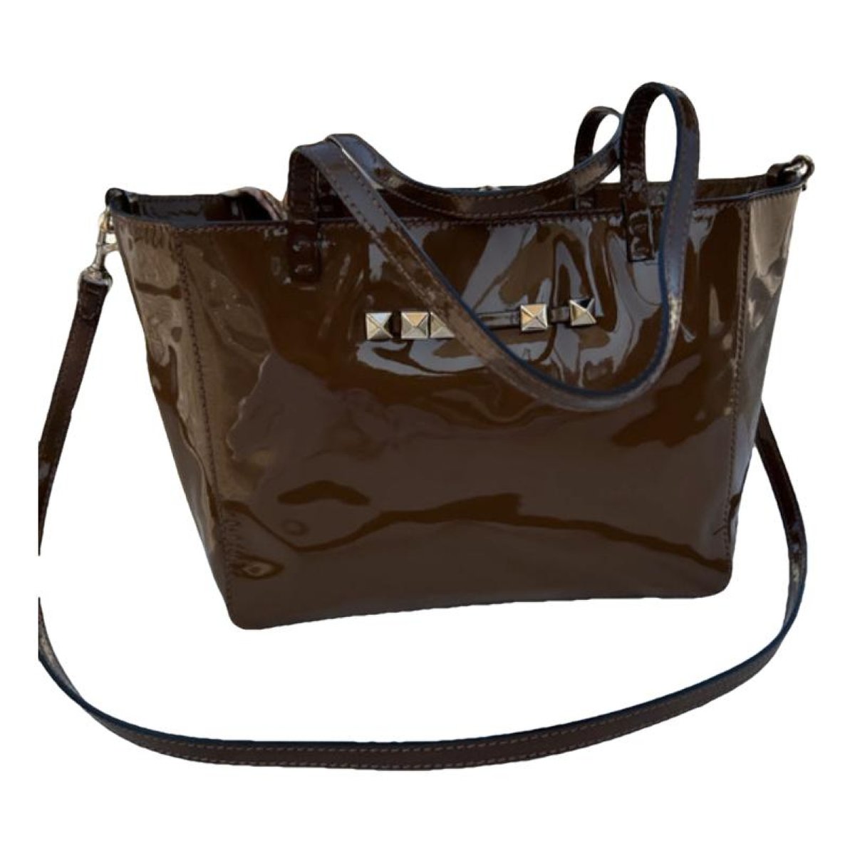 Demilune patent leather handbag