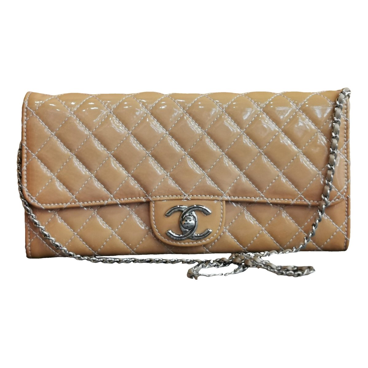 Trendy CC Wallet on Chain patent leather handbag