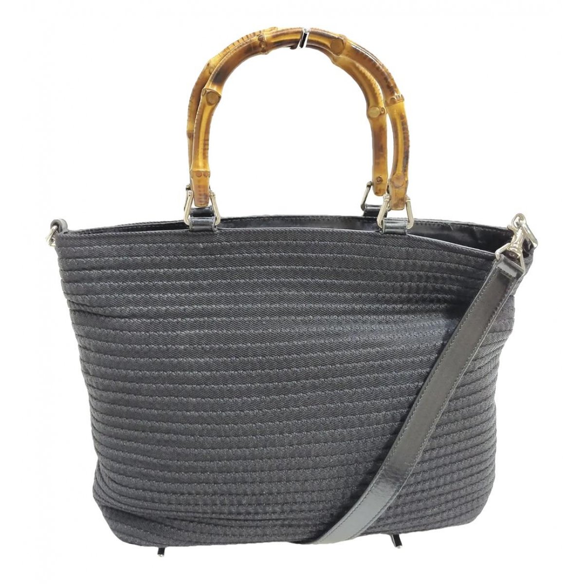 Vintage Bamboo linen handbag