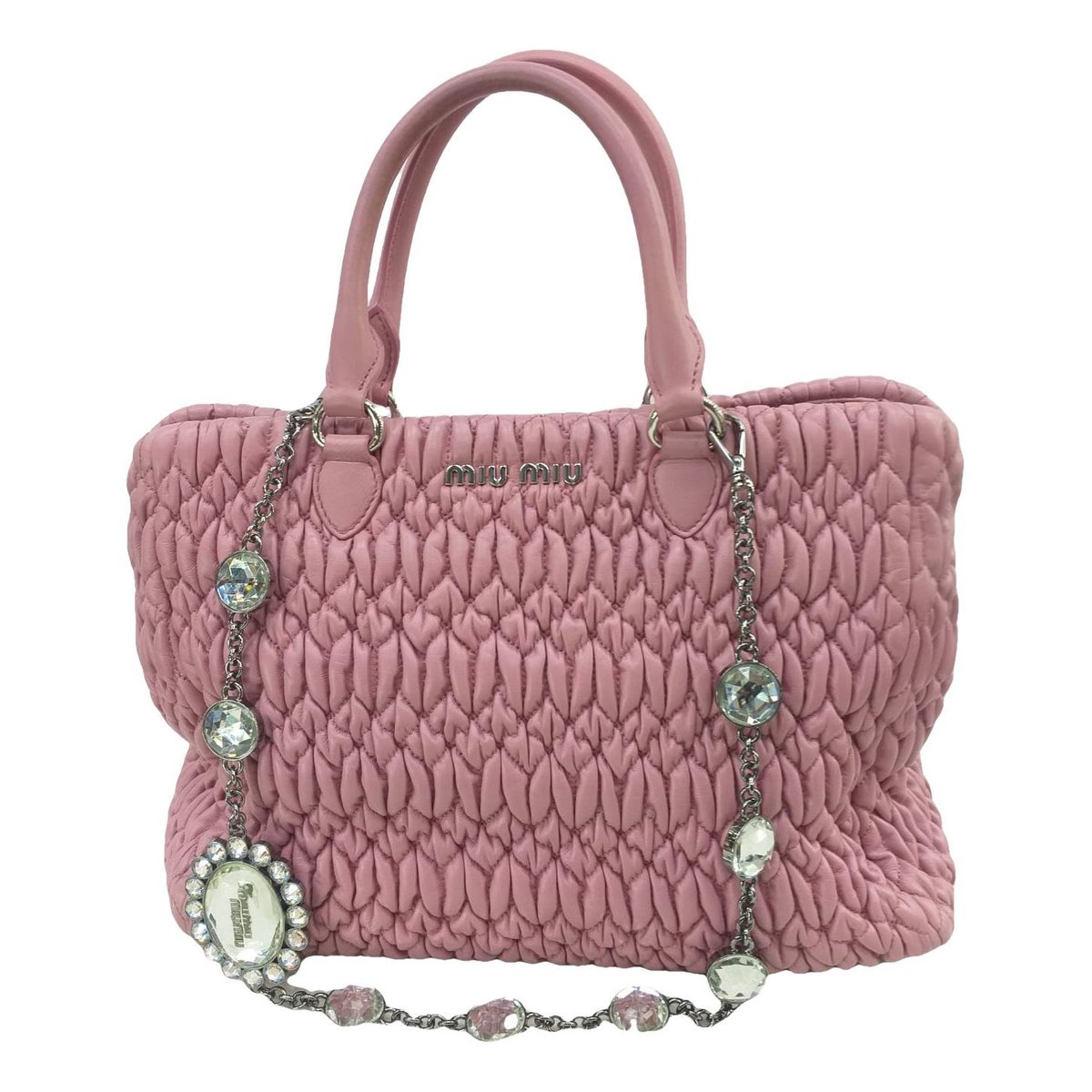 Miu Crystal leather handbag