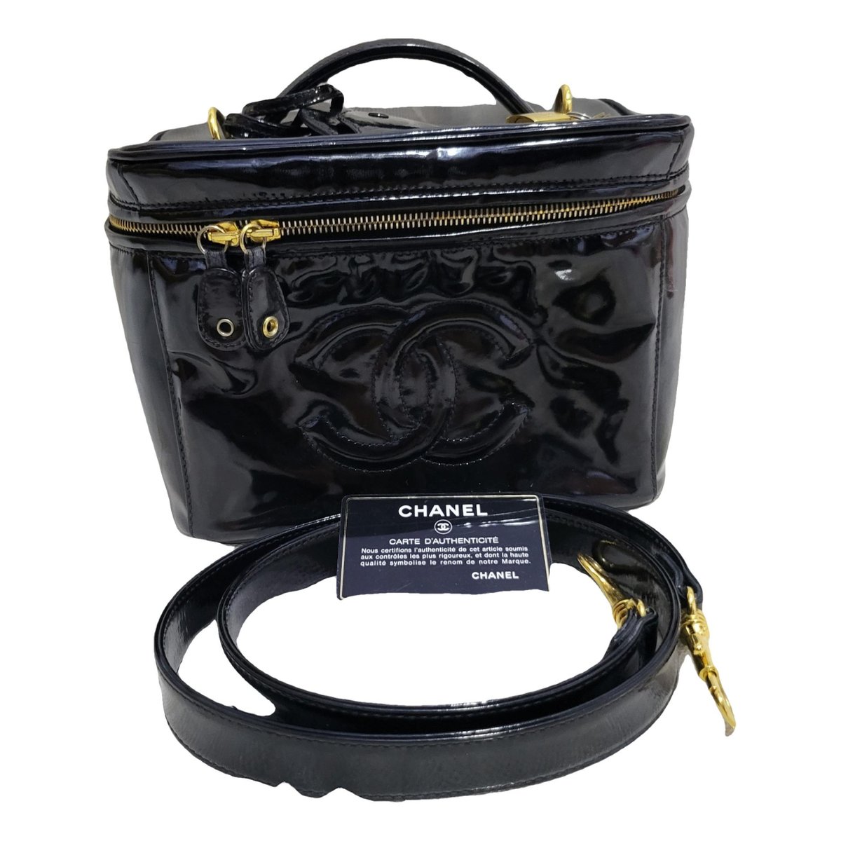 Vanity patent leather handbag