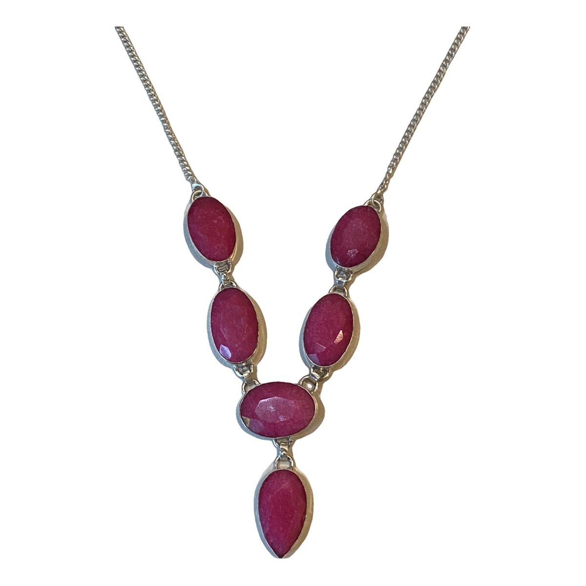 Rubis silver necklace