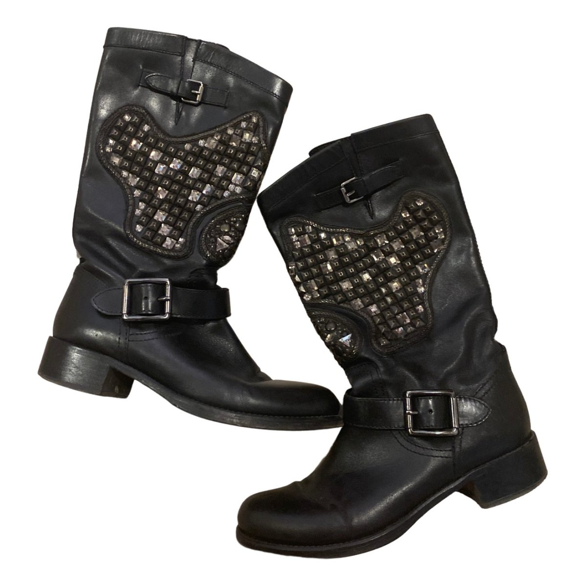 Rockstud leather boots