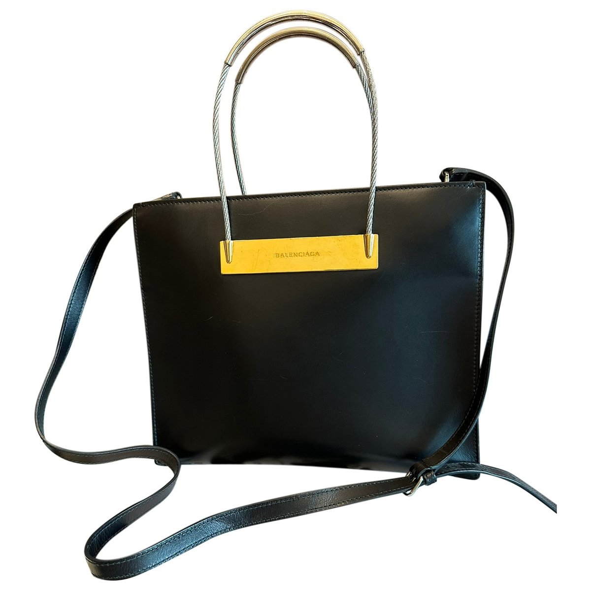 Cable leather crossbody bag