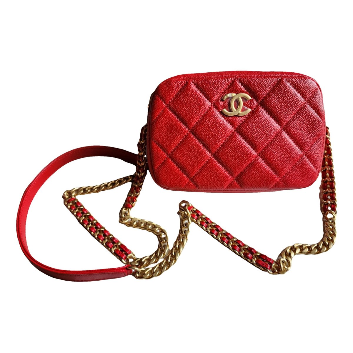 Camera leather crossbody bag