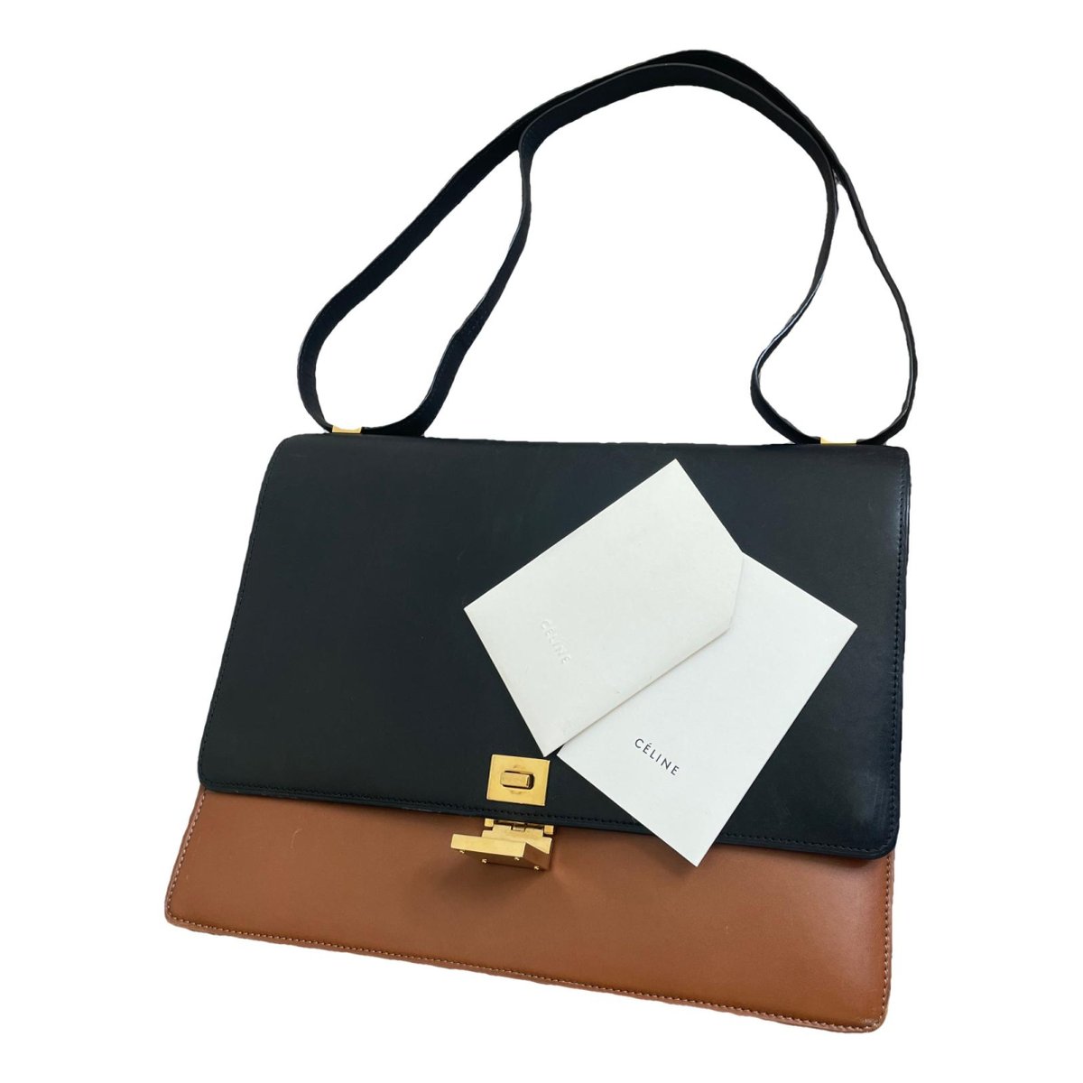 Case flap leather handbag