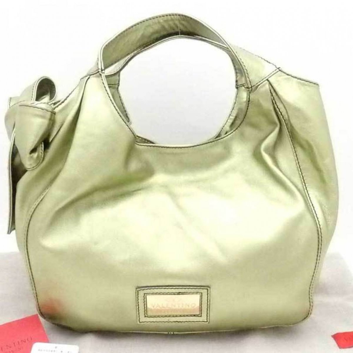 Ribbon leather handbag