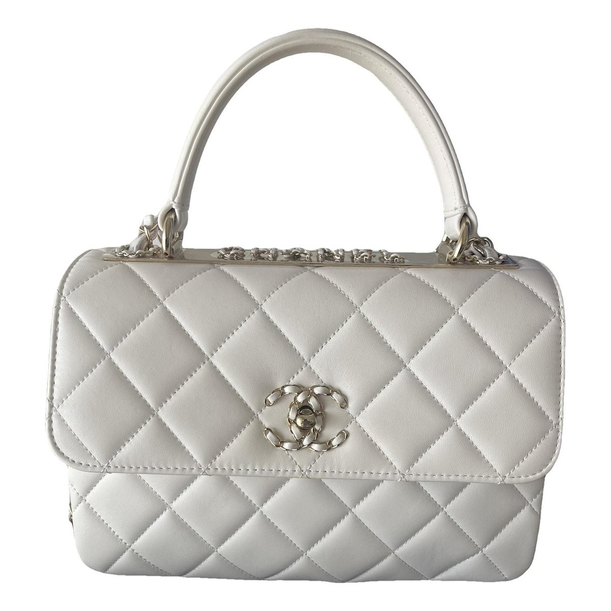 Trendy CC Top Handle leather handbag