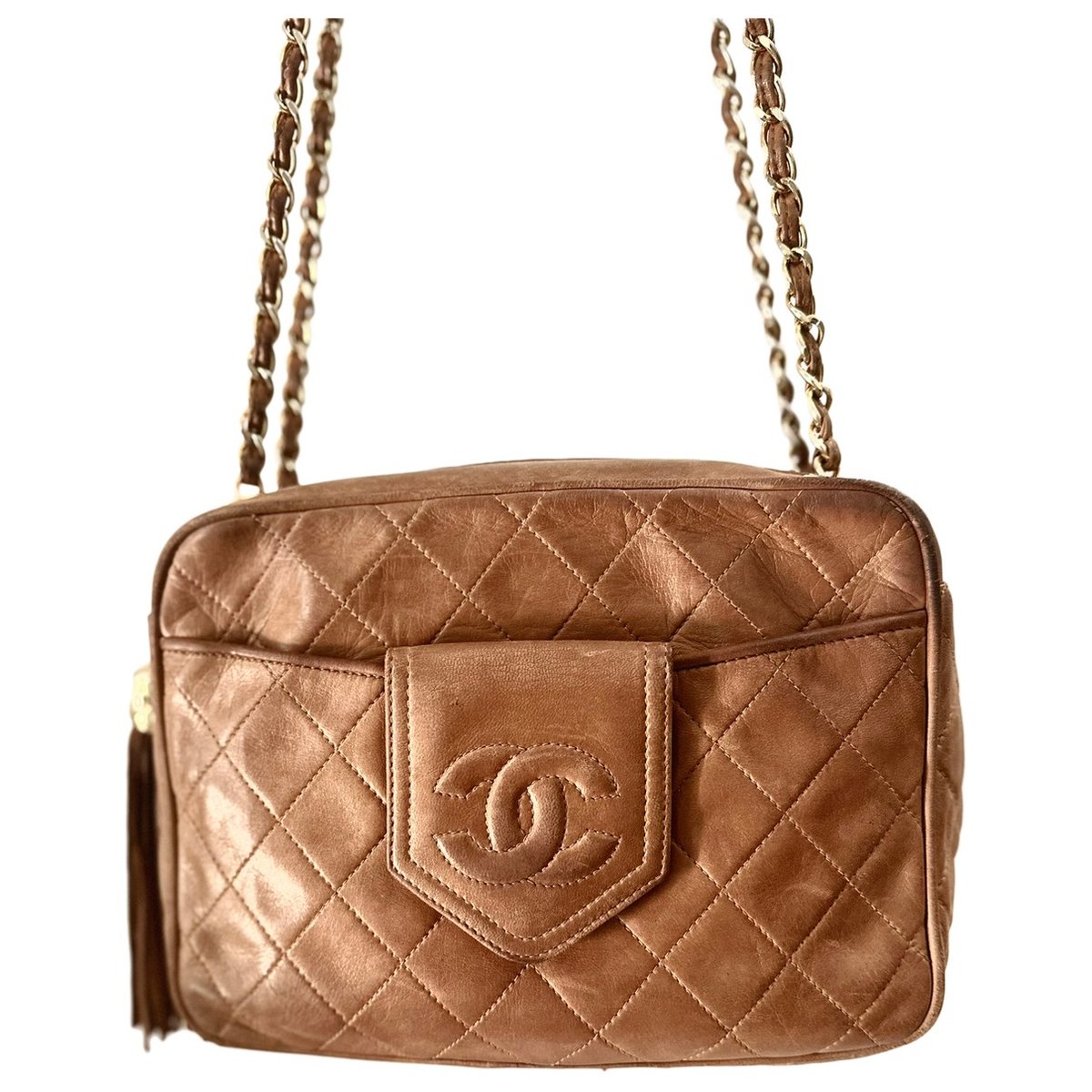 Camera leather crossbody bag