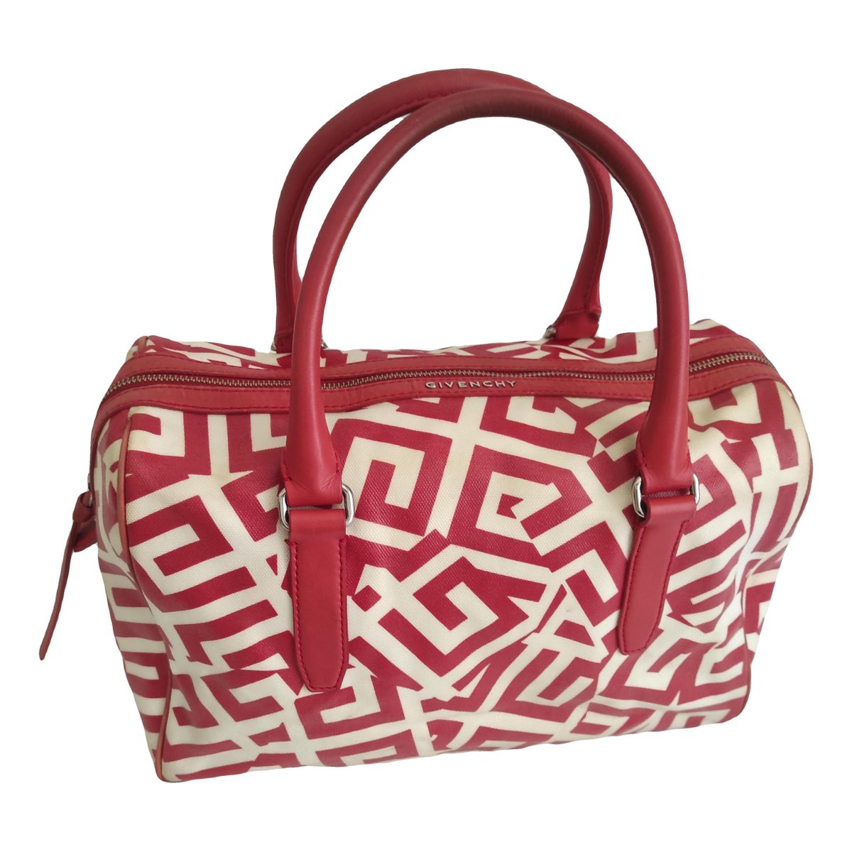 Emblem leather bowling bag