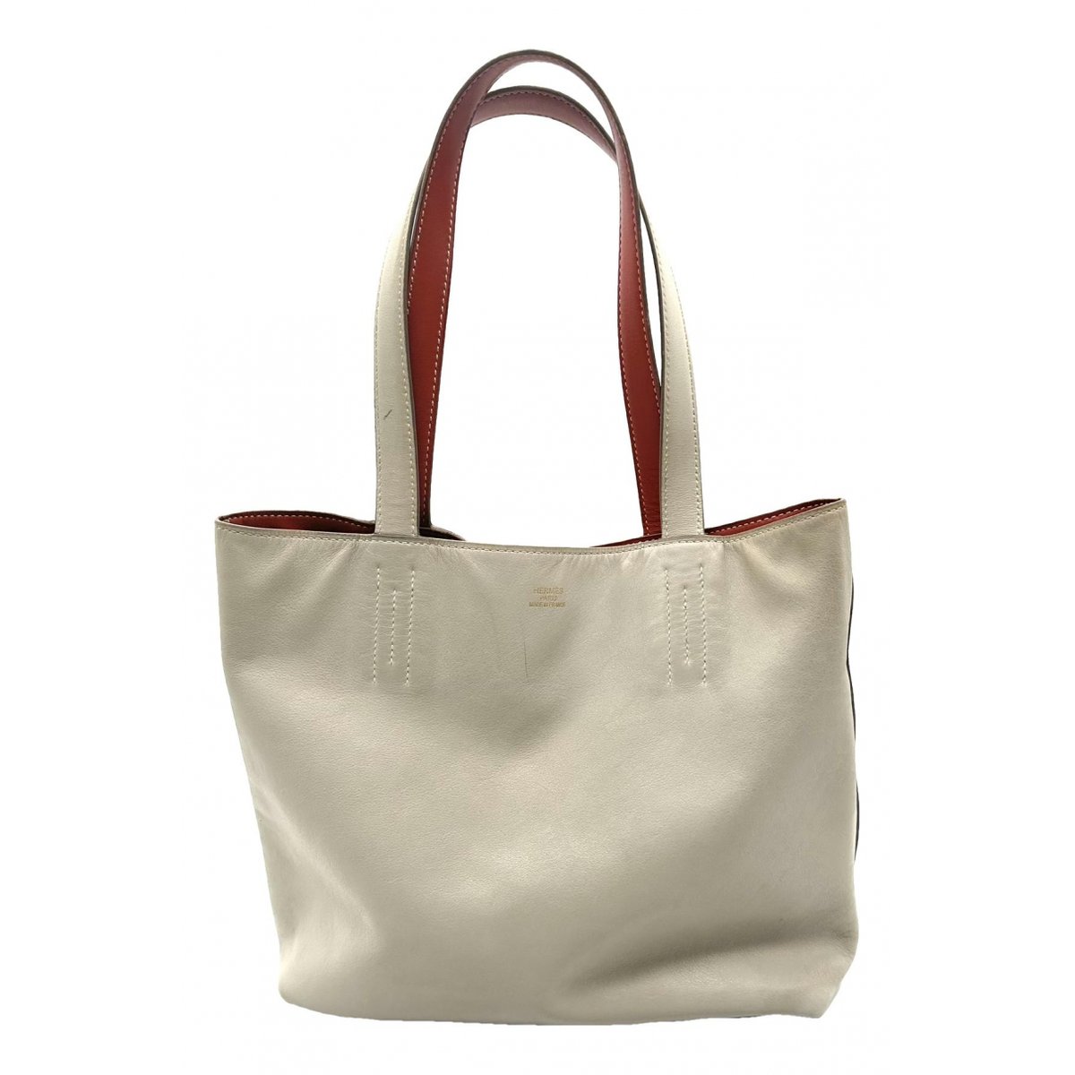 Double sens leather handbag