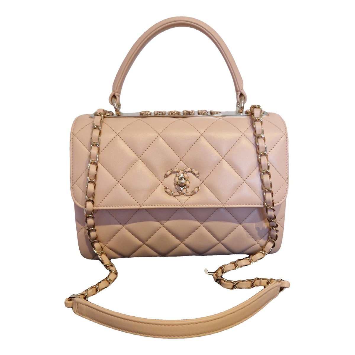 Trendy CC Top Handle leather handbag