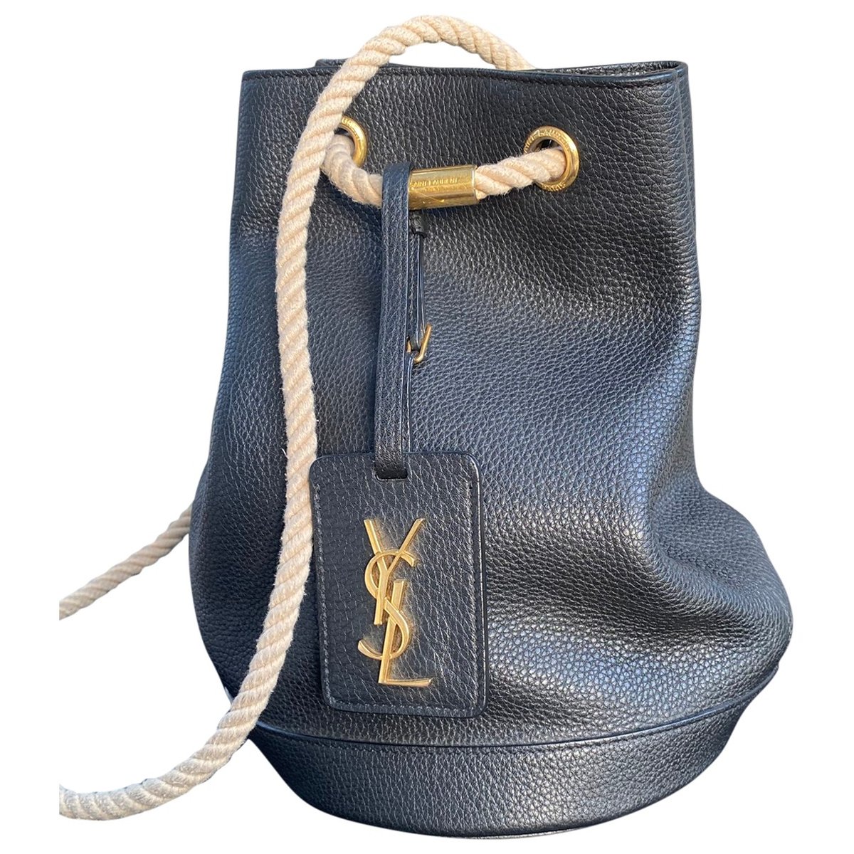 Monogram bucket leather handbag