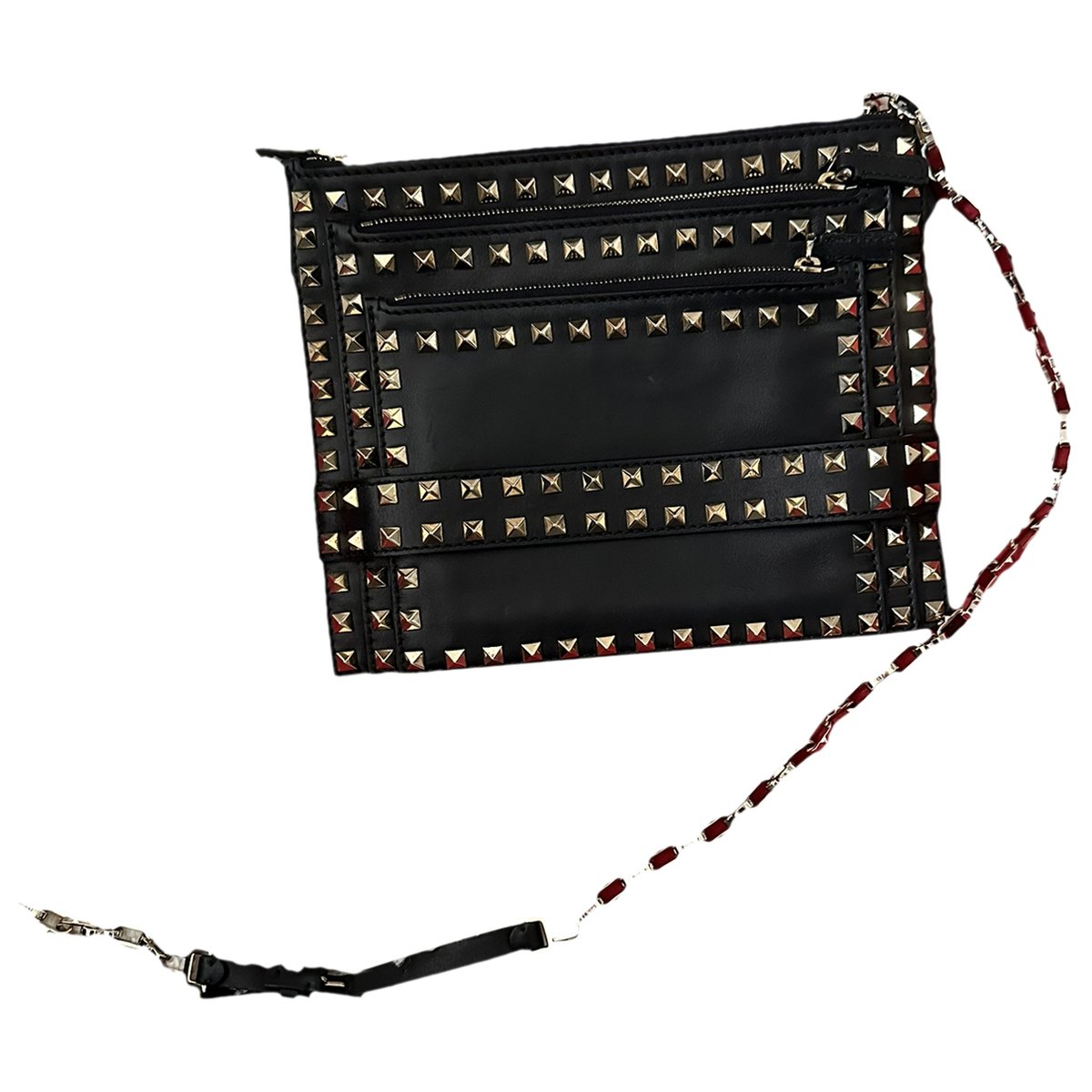 Rockstud leather clutch bag