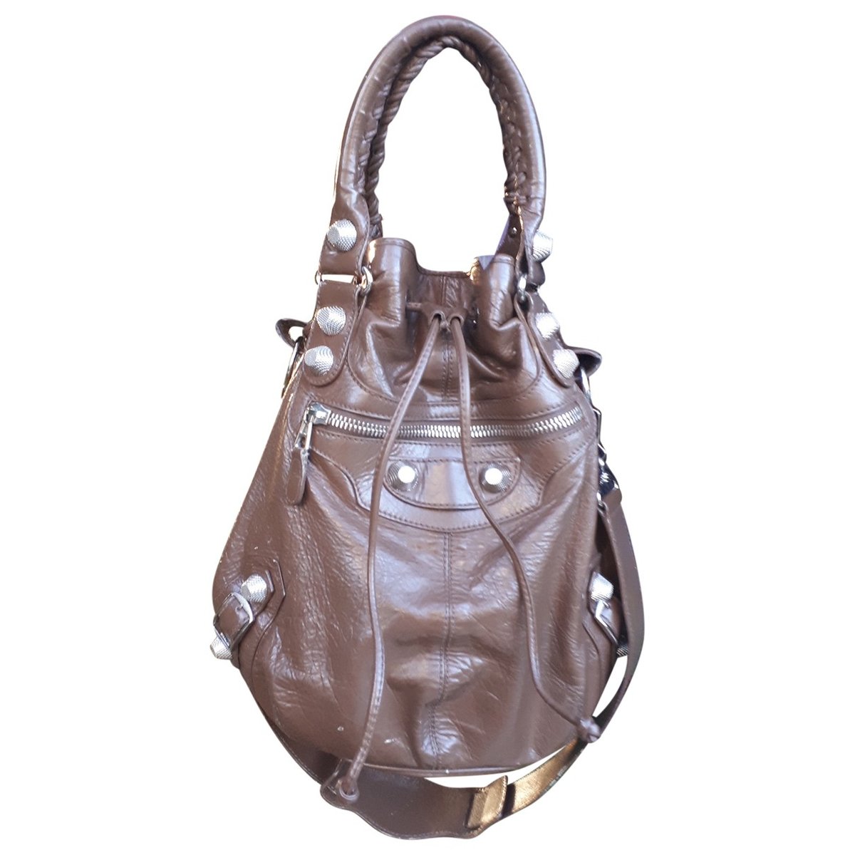 Pompon leather crossbody bag