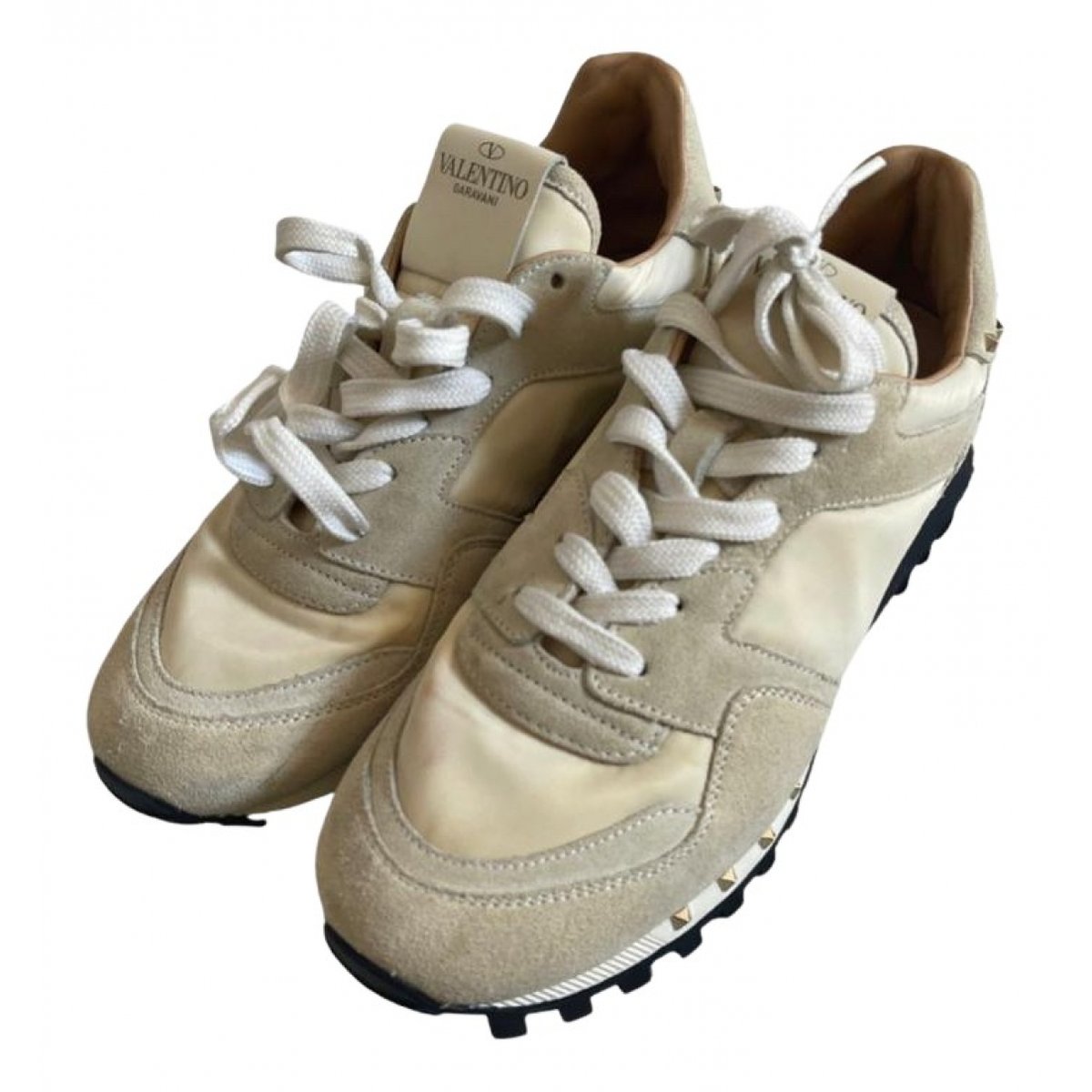 Rockstud velvet trainers