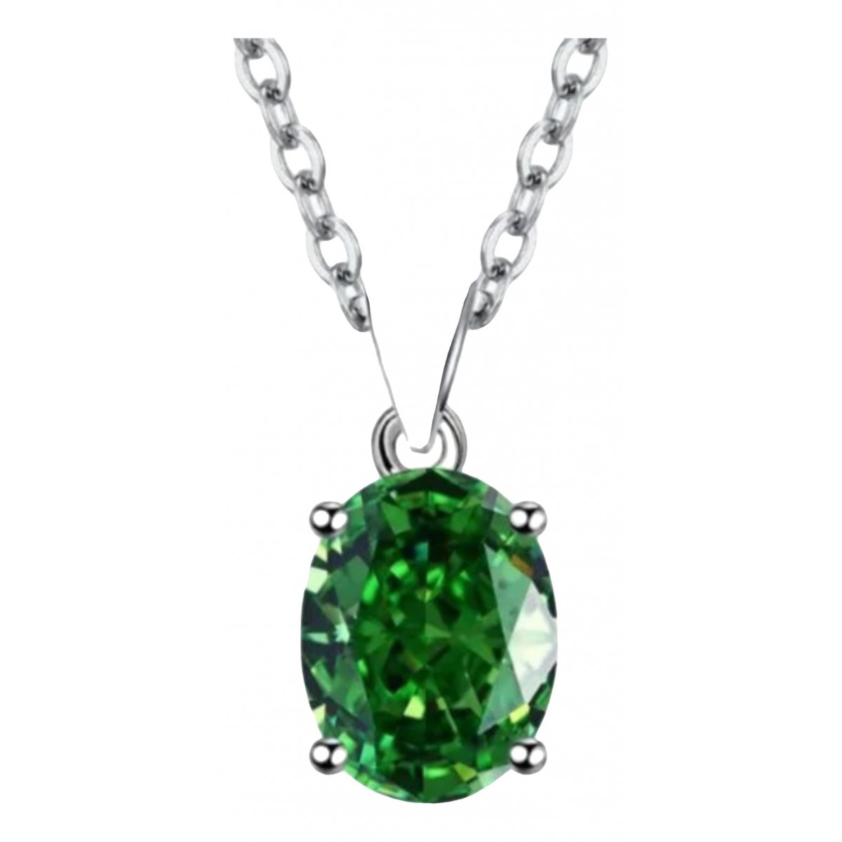 Emeraude silver necklace