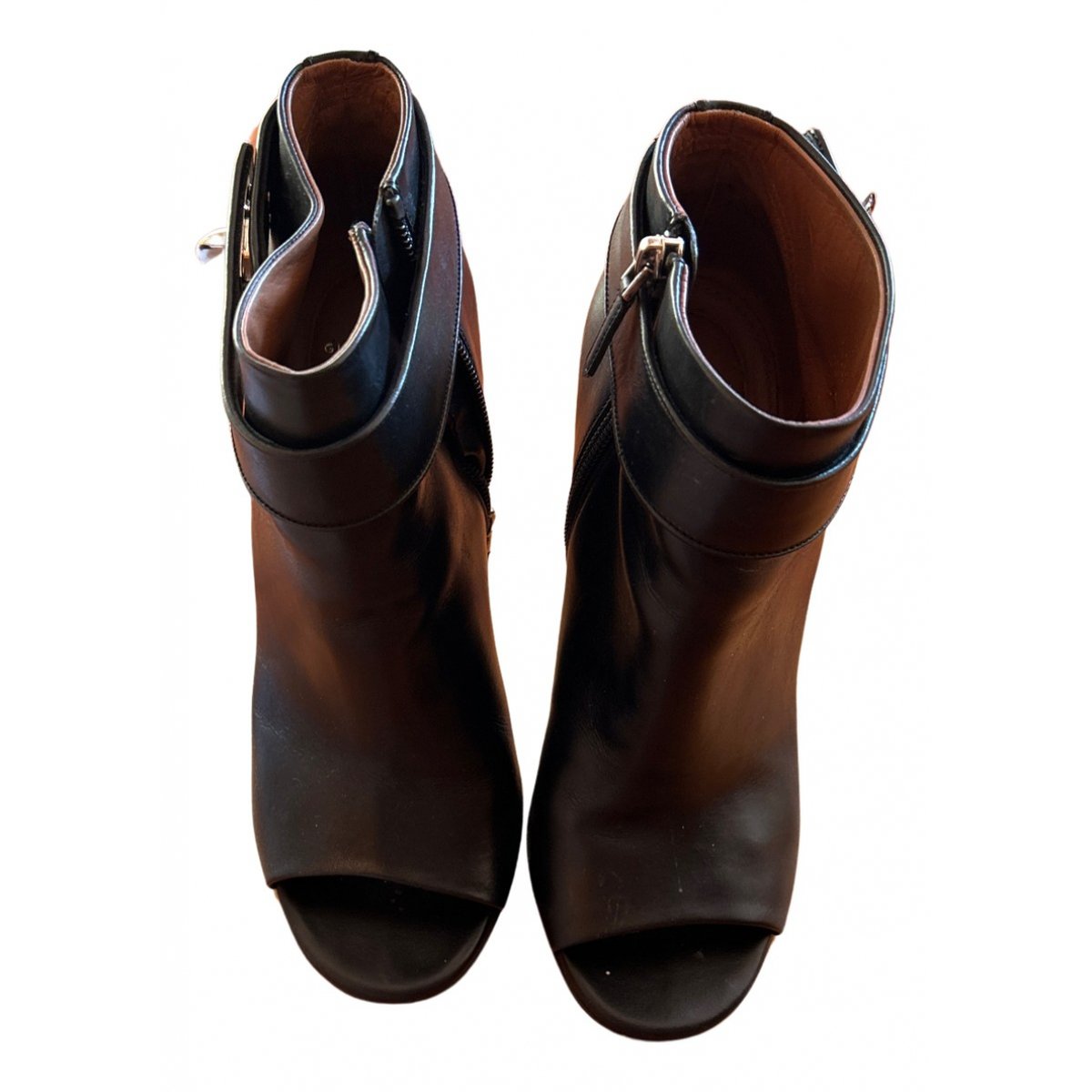 Shark leather open toe boots