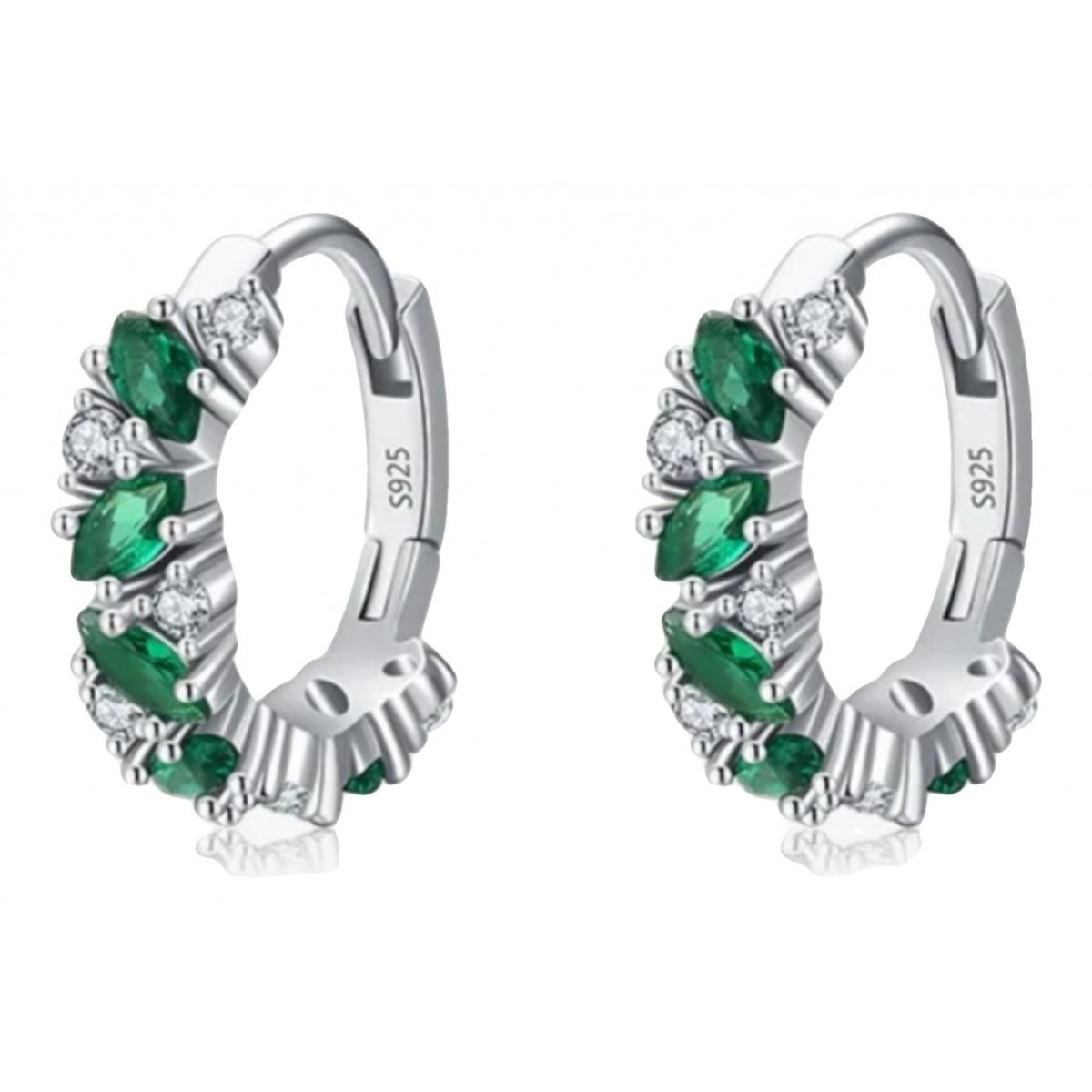 Emeraude silver earrings