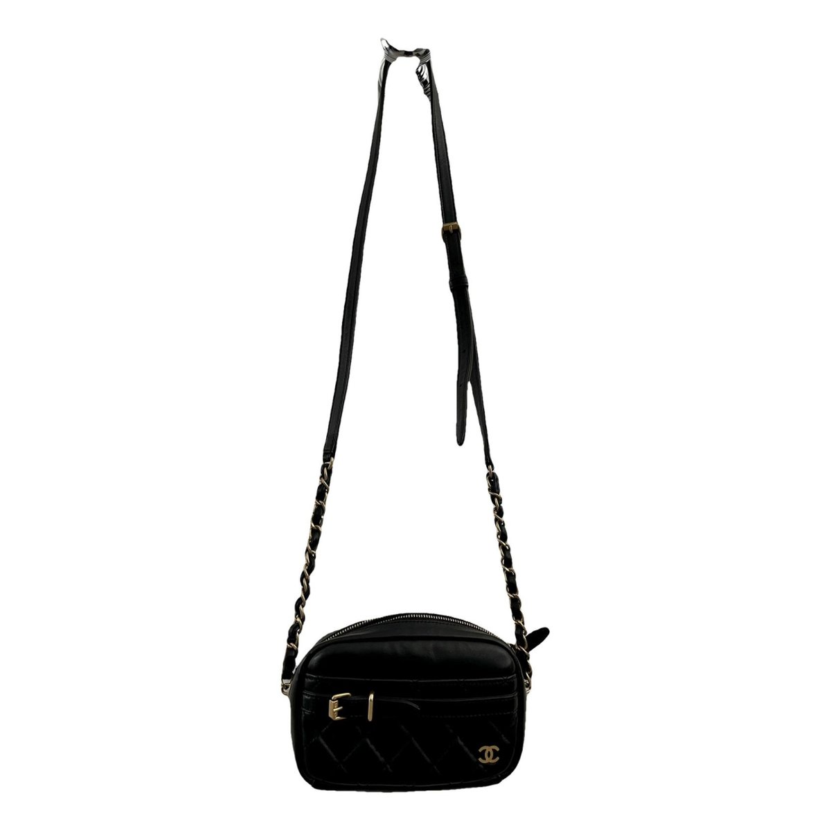 Camera leather crossbody bag