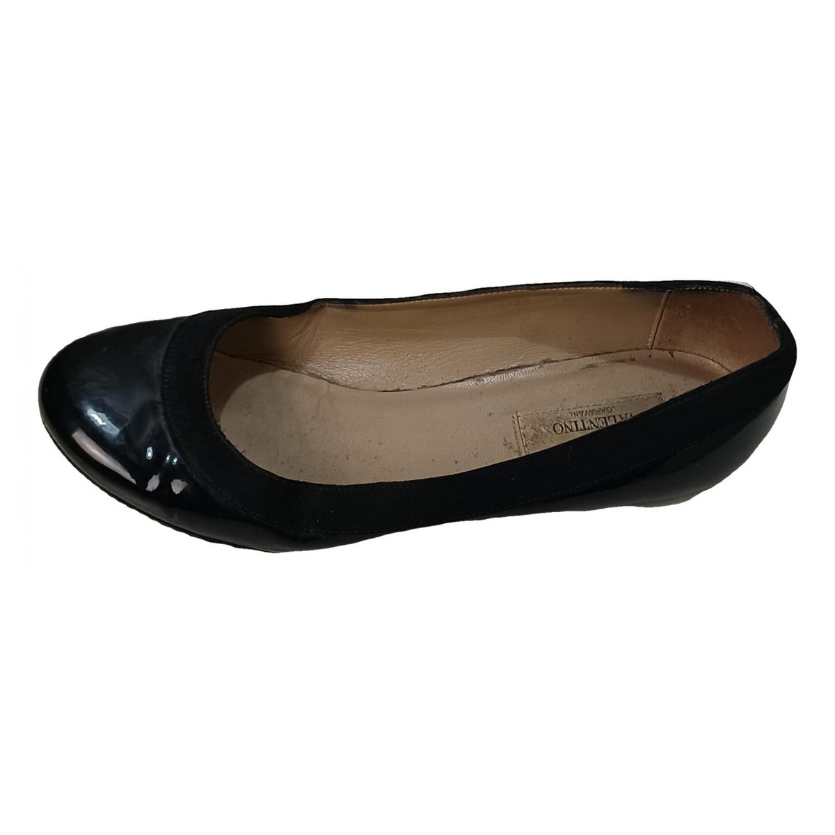 Rockstud patent leather ballet flats