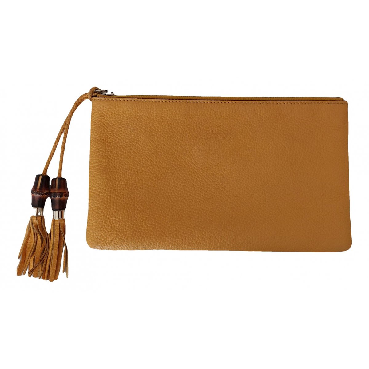 Bamboo leather clutch bag