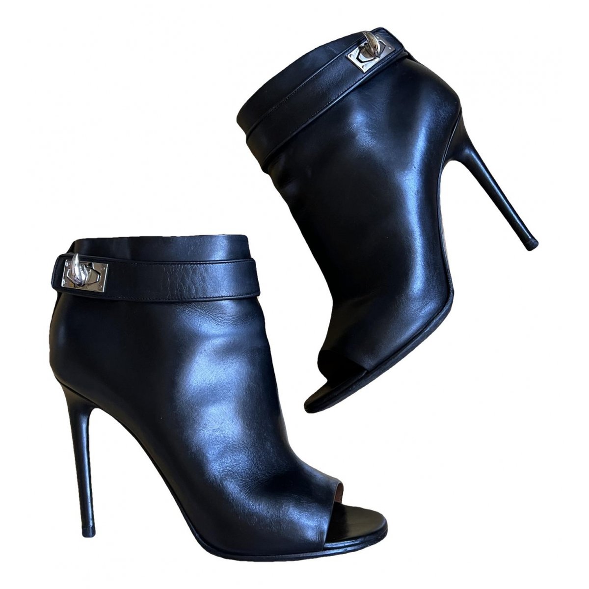 Shark leather open toe boots
