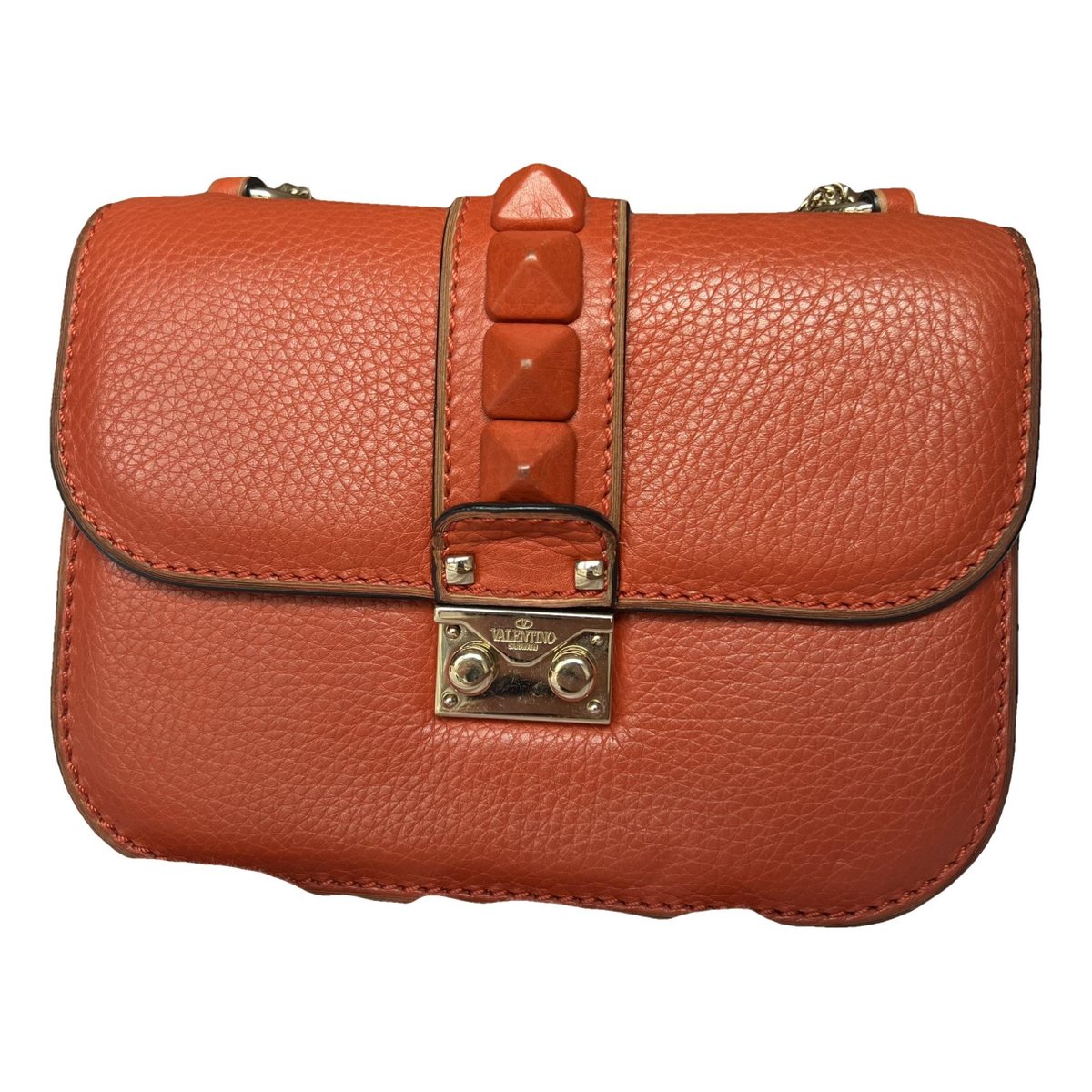 All over chain leather handbag