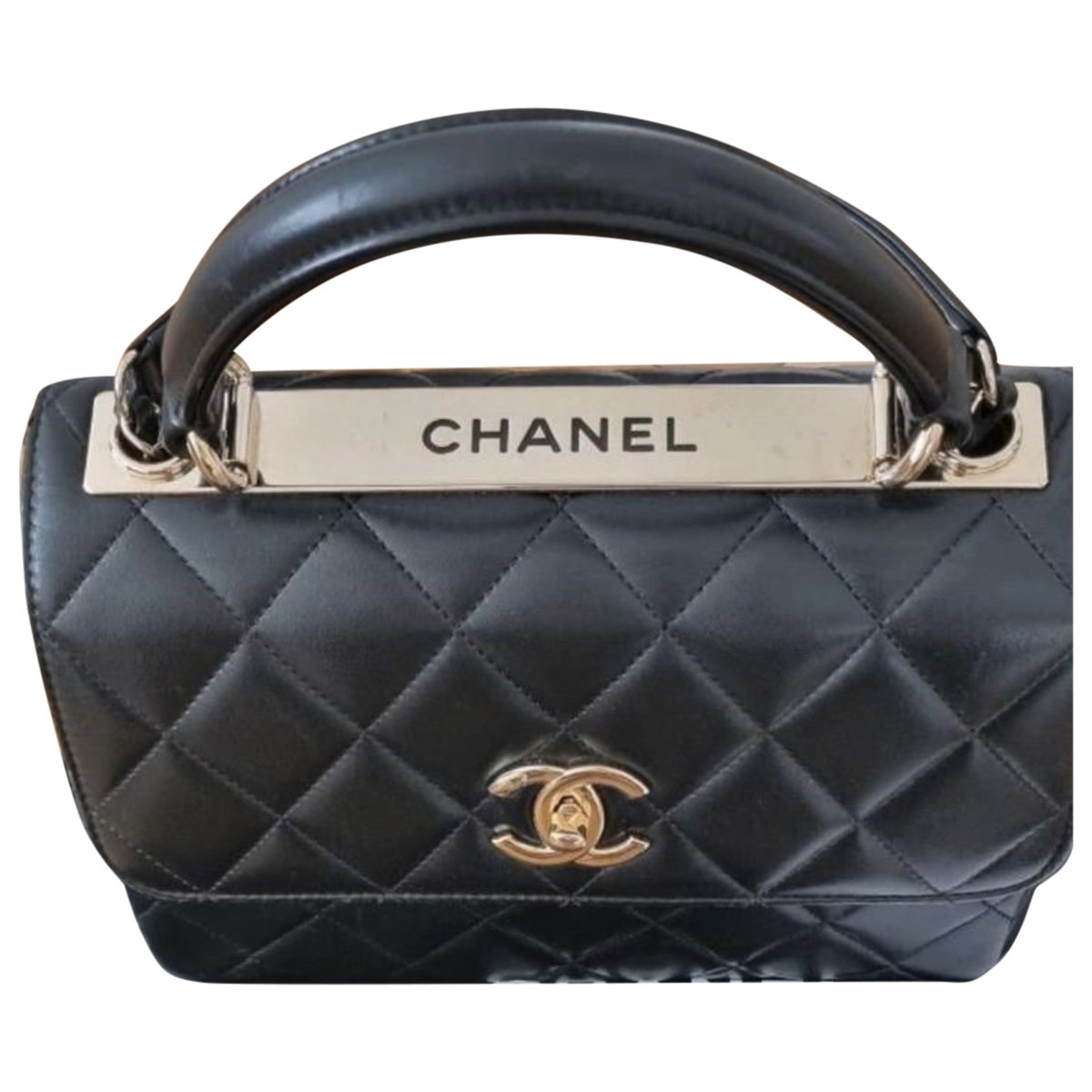 Trendy CC Top Handle leather handbag