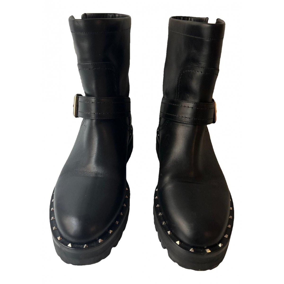 Rockstud leather biker boots