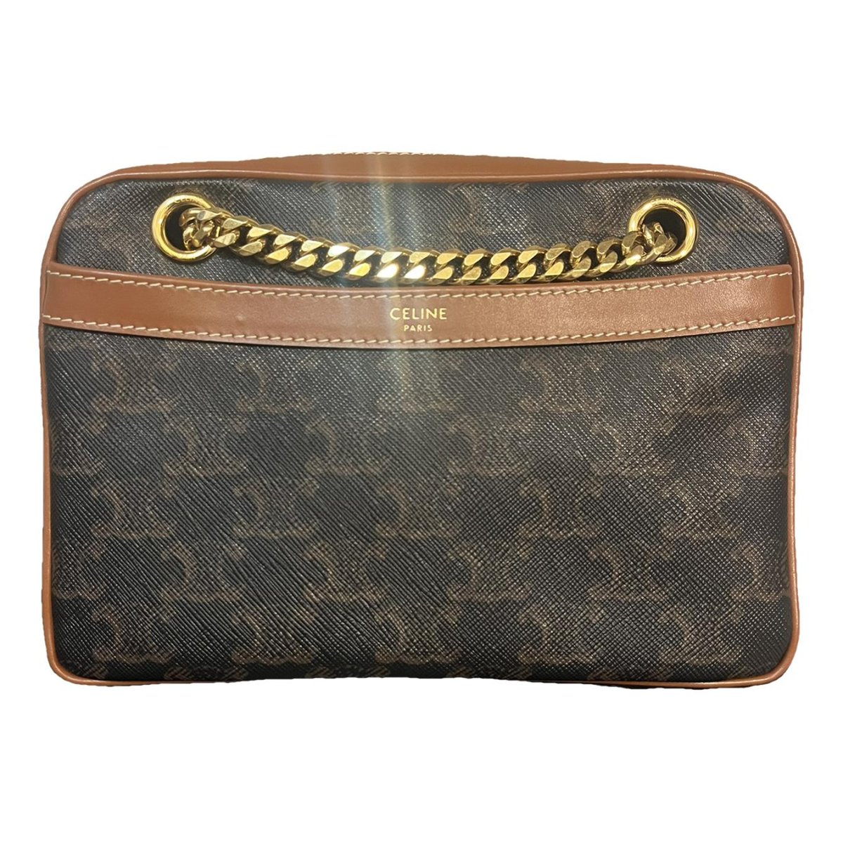 Triomphe chain leather handbag