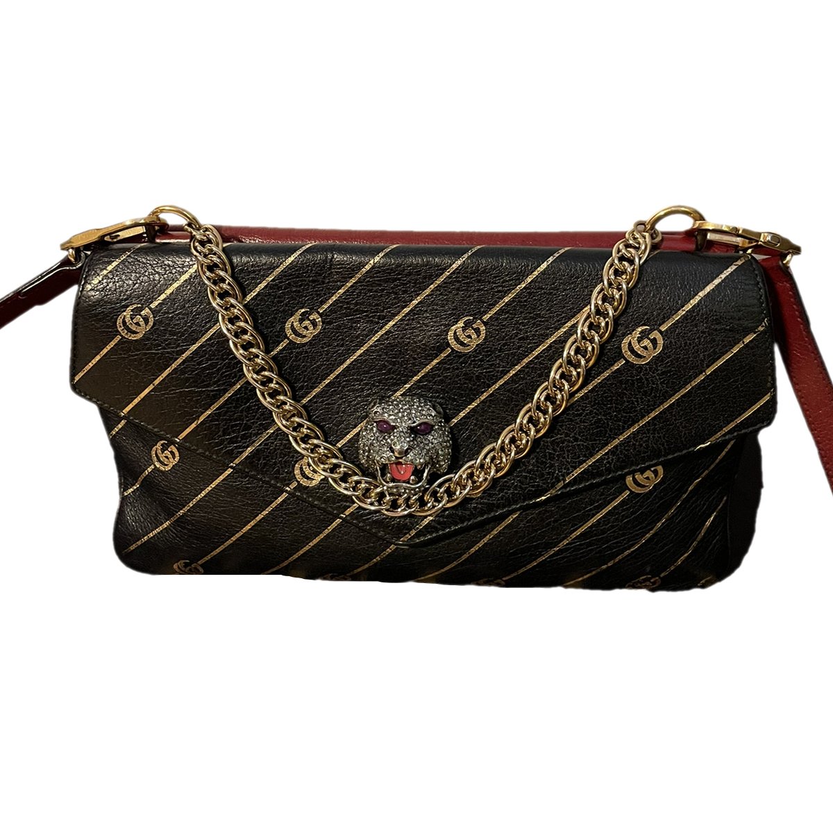 Pearly GG Marmont Chain Wallet leather crossbody bag