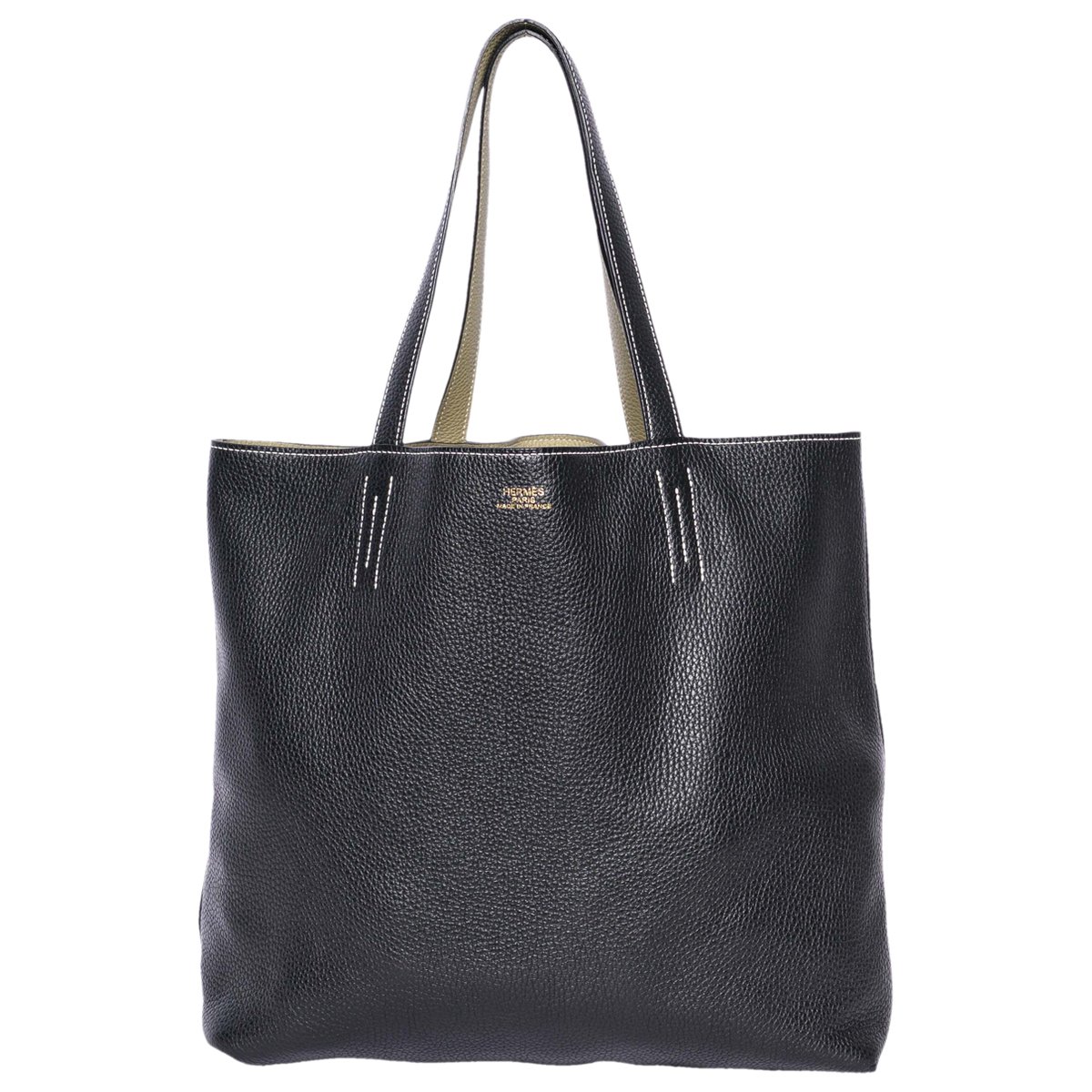 Double sens leather handbag