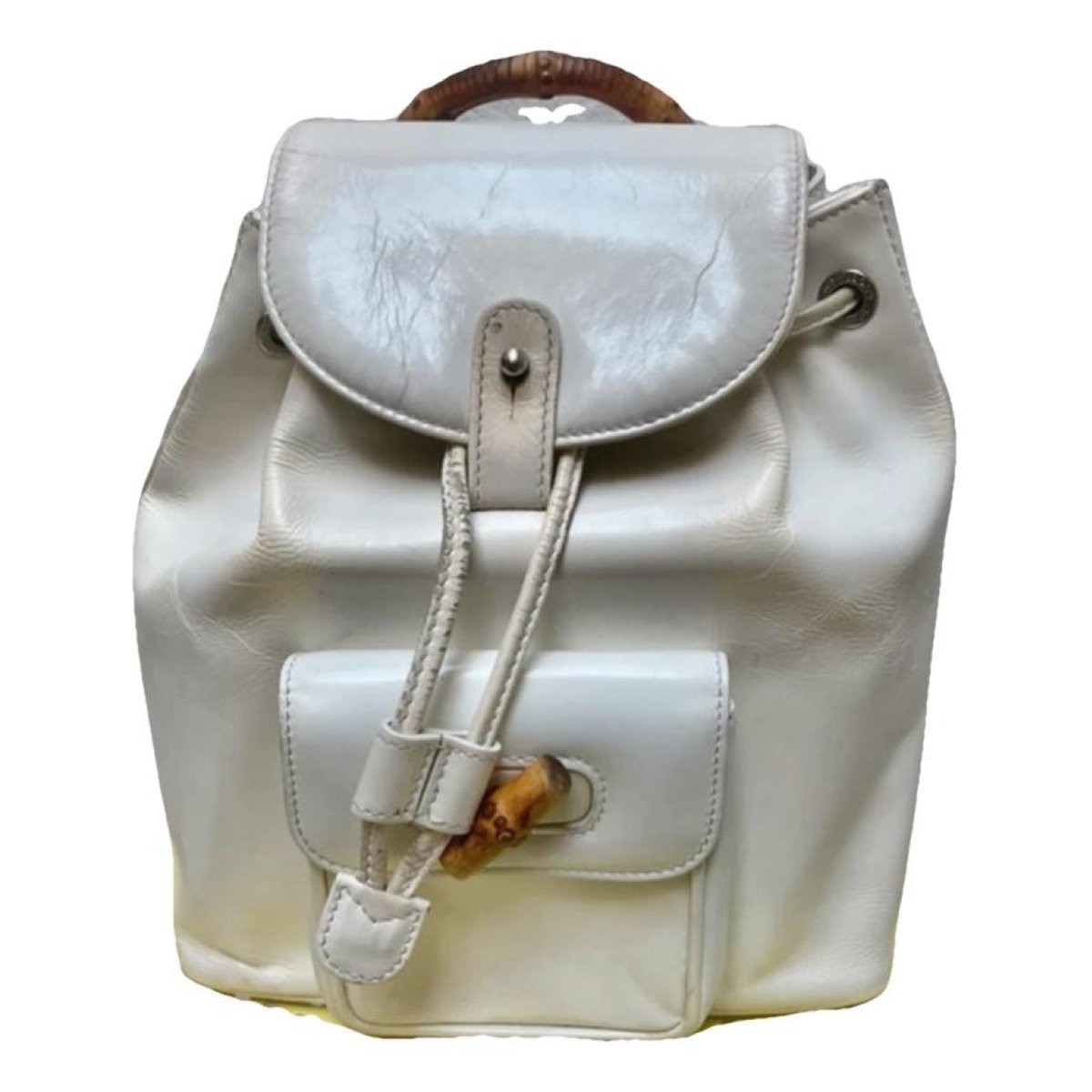 Bamboo Tassel Oval patent leather backpack