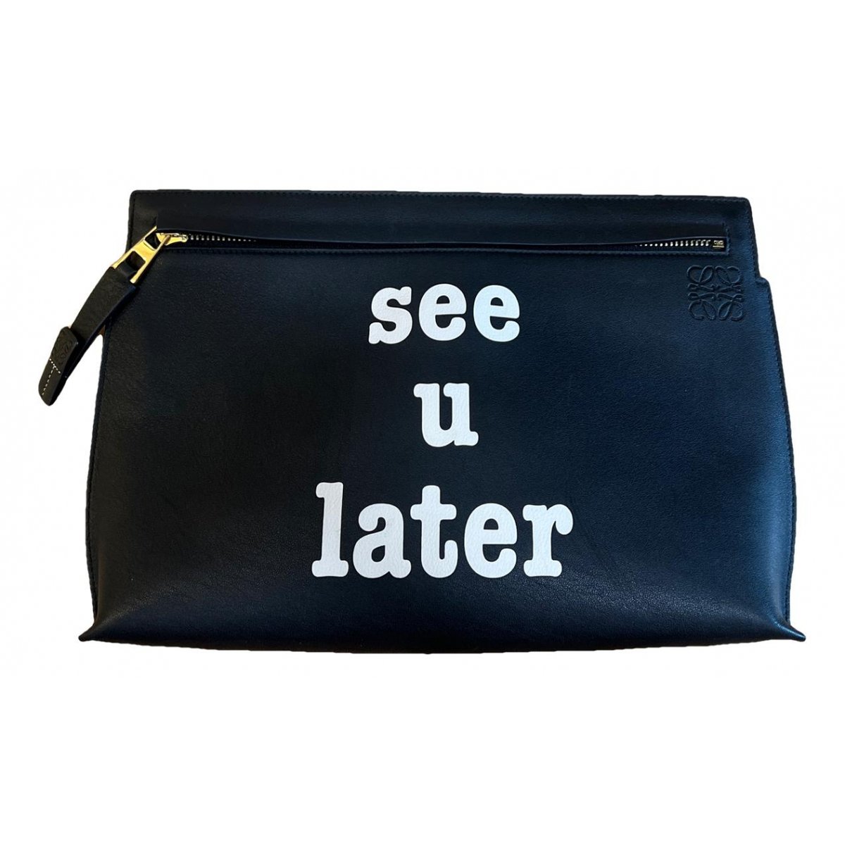 T Pouch leather clutch bag