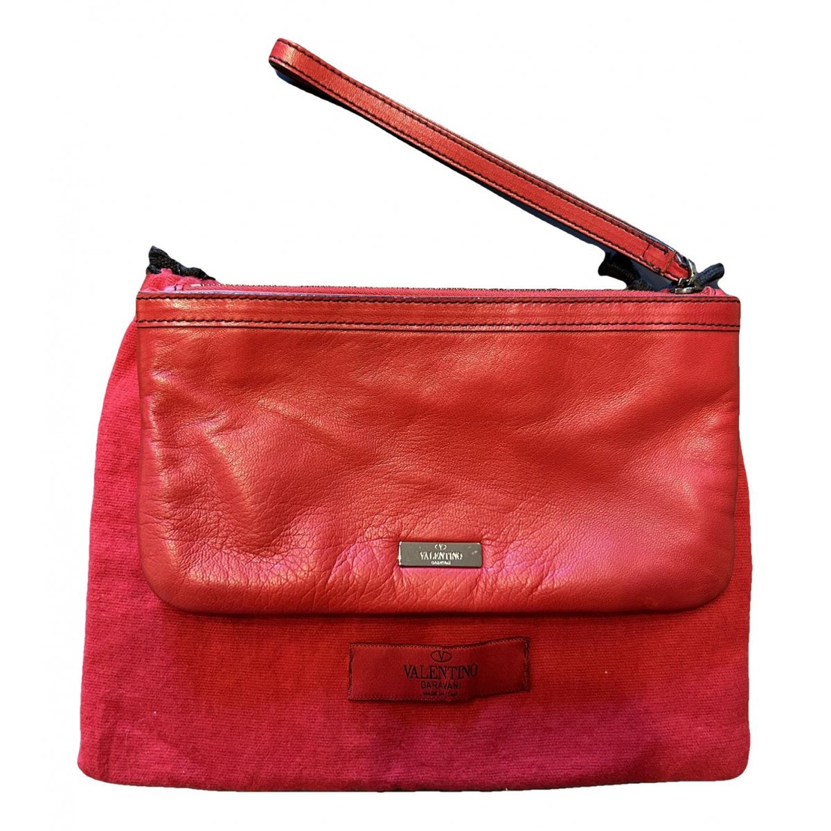 VLogo leather clutch bag