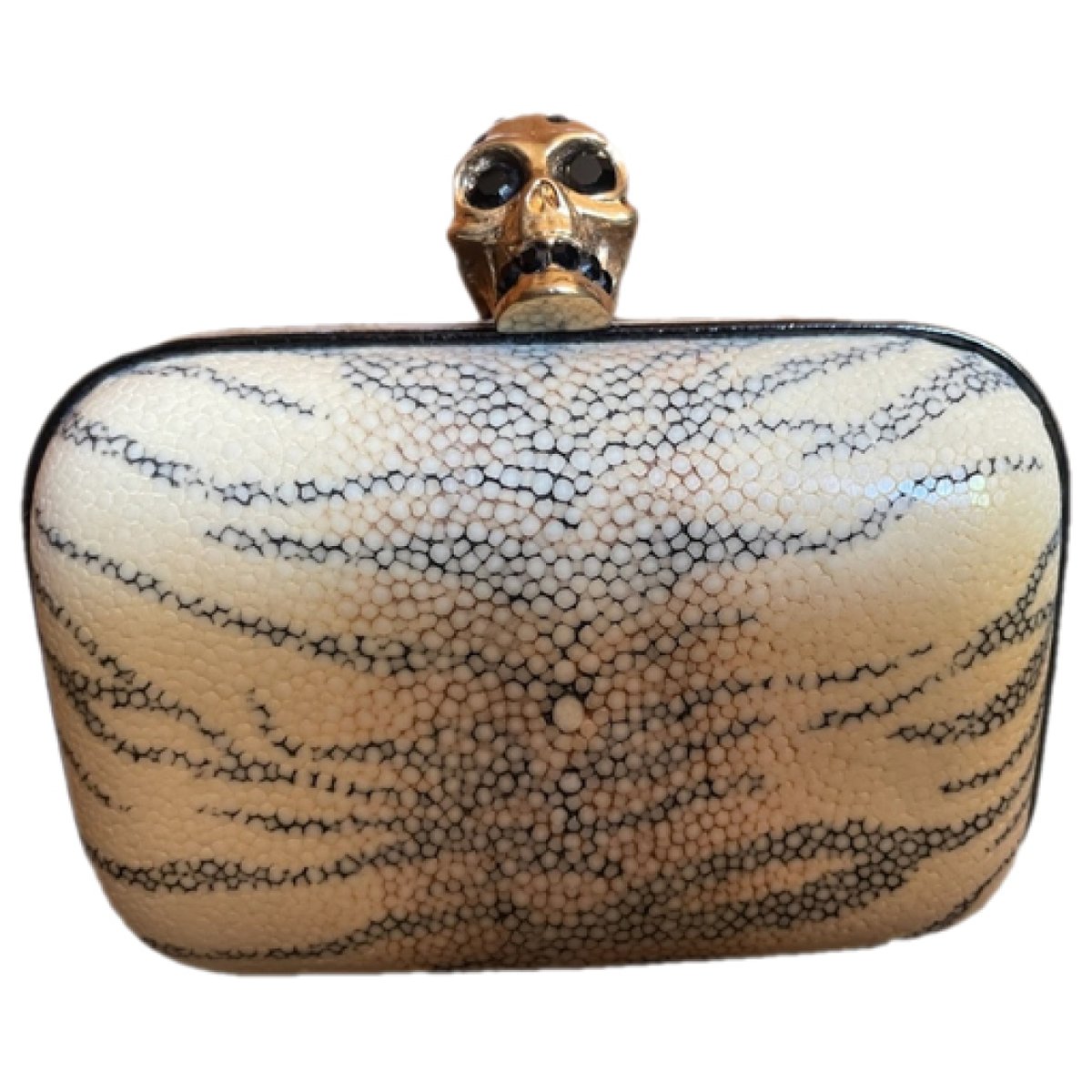 Skull leather clutch bag