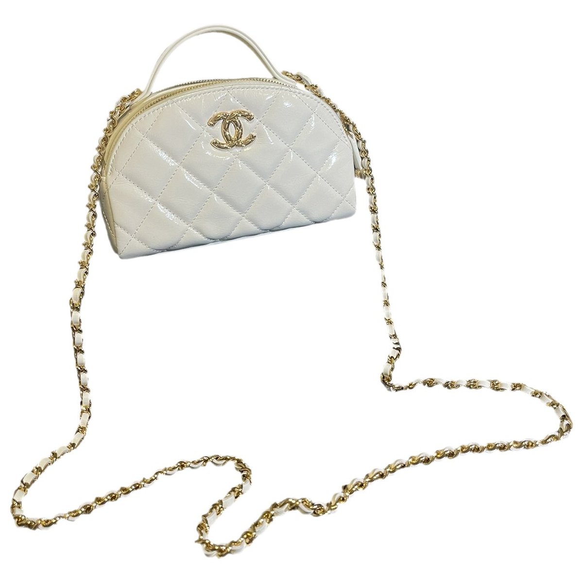Trendy CC Top Handle patent leather handbag