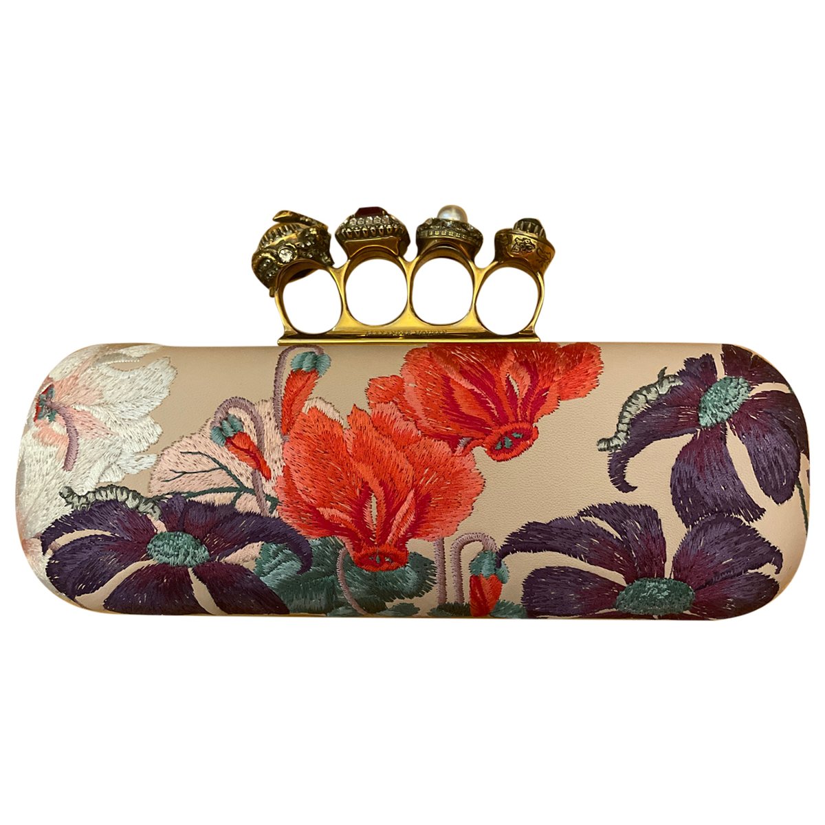 Knuckle leather clutch bag