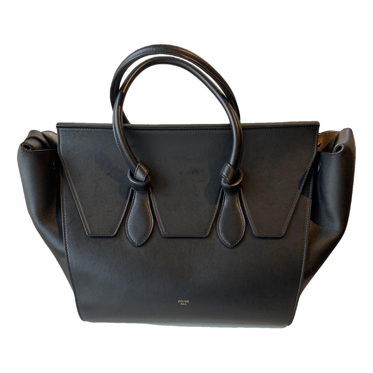 Tie leather handbag
