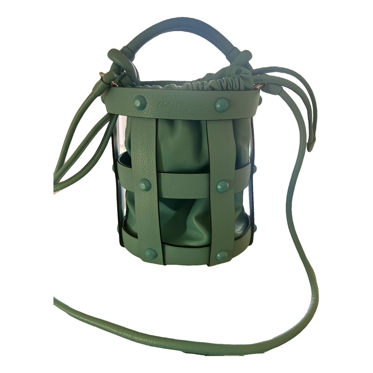 Cage leather tote