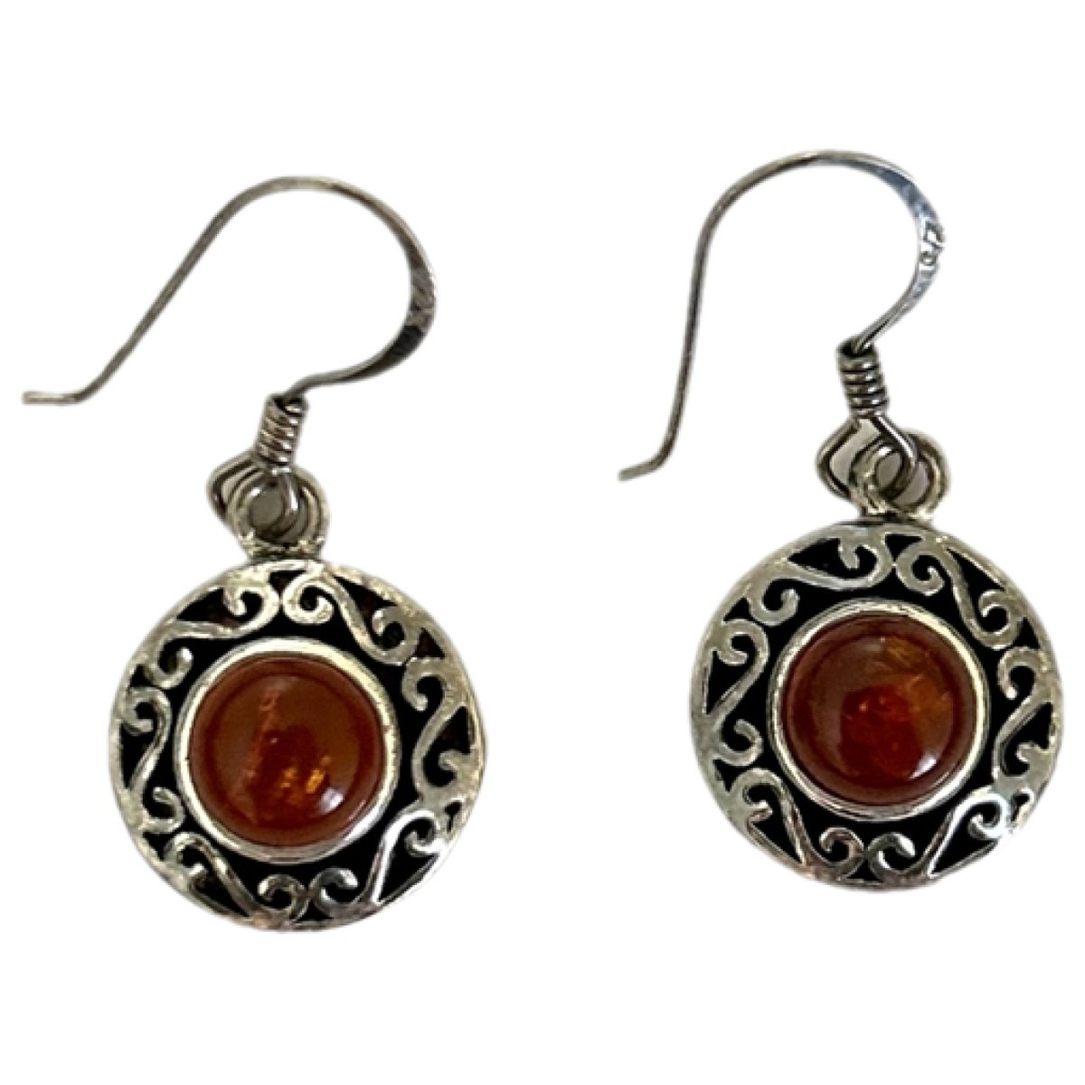 Ambre silver earrings