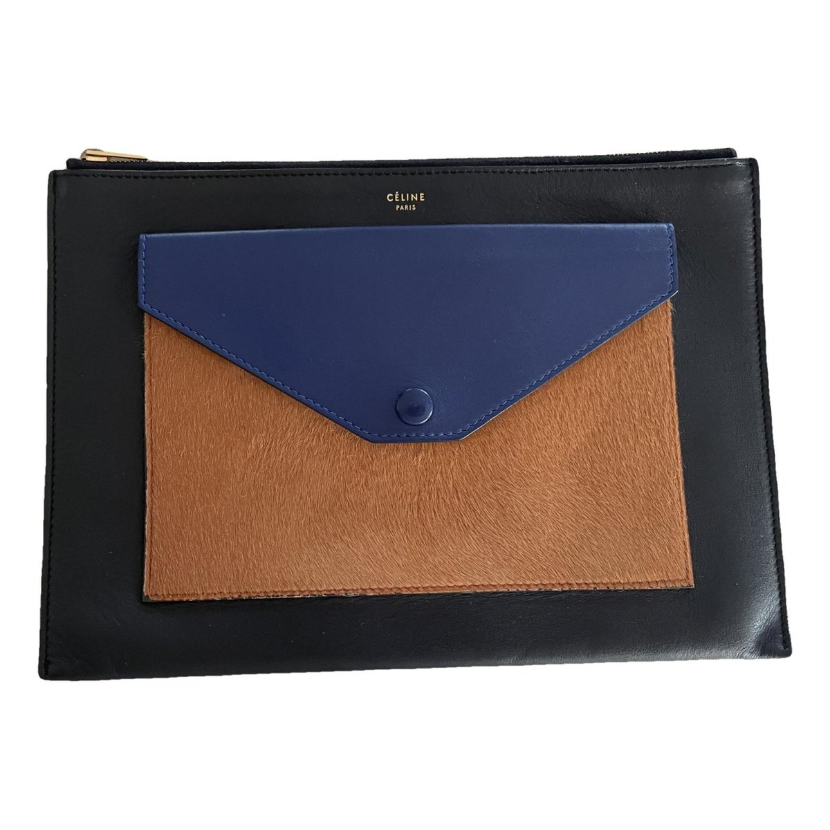 Pocket leather clutch bag