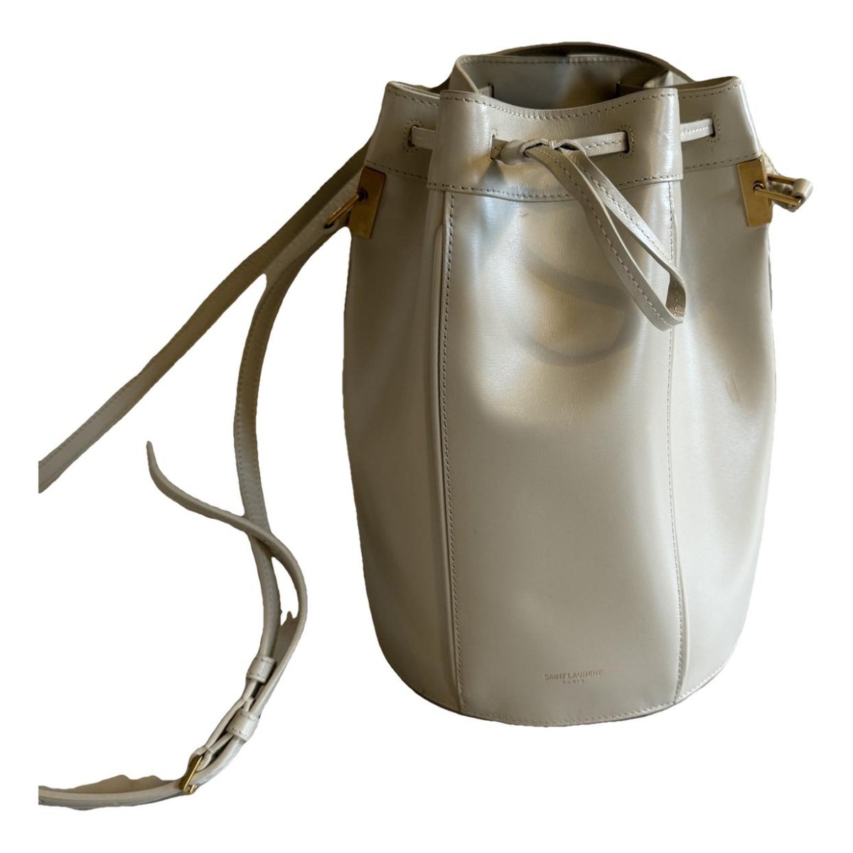 Monogram bucket leather handbag