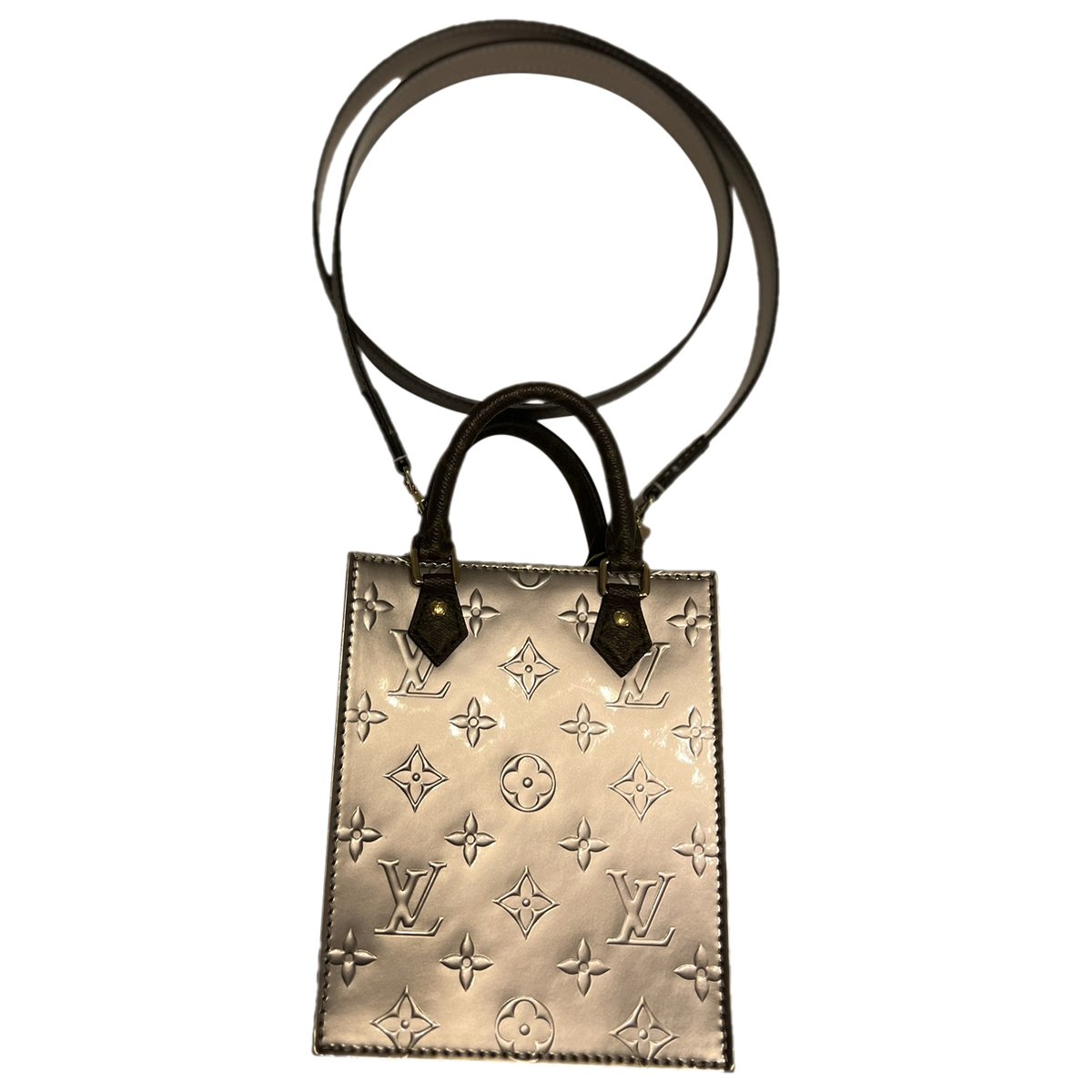 Plat patent leather handbag