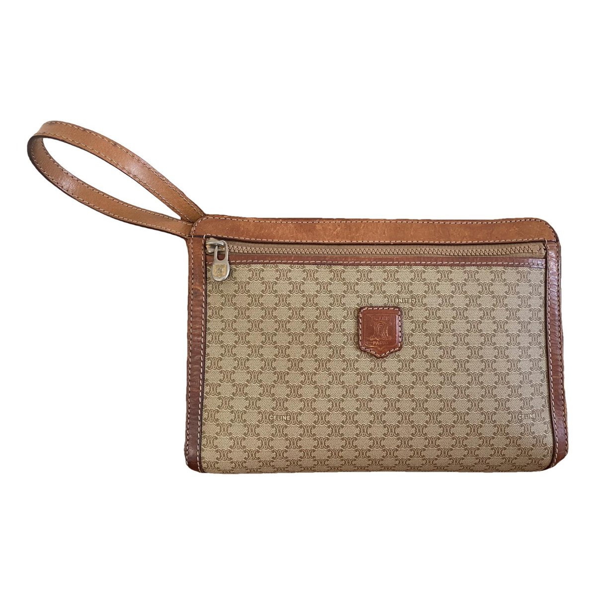 Triomphe Vintage leather clutch bag