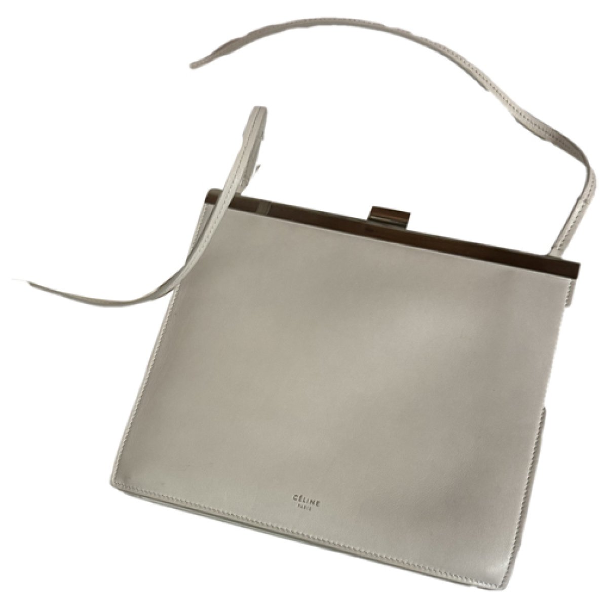 Clasp leather handbag