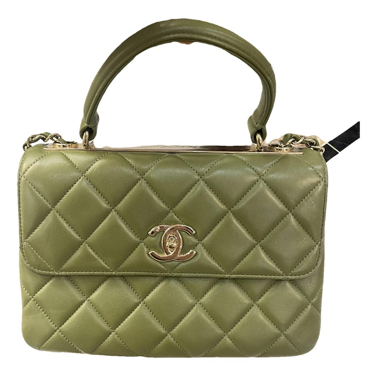 Trendy CC Top Handle leather handbag