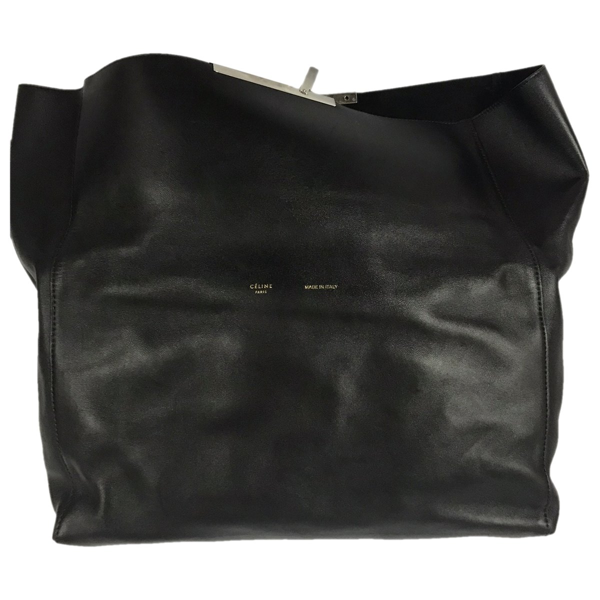 Cabas leather clutch bag
